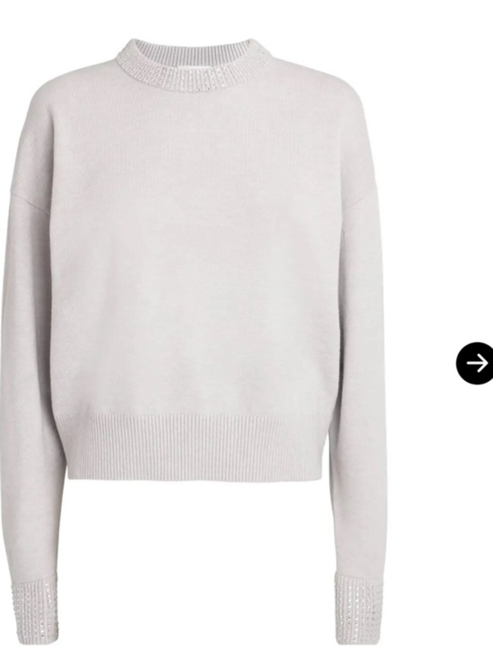 Good American Crystal Crewneck Pullover Sweater Light Gray Women's | Sz M - Picture 1 of 9